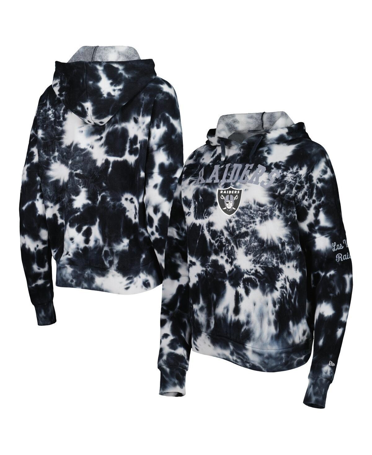 Womens New Era Black Las Vegas Raiders Cloud Dye Fleece Pullover Hoodie Product Image