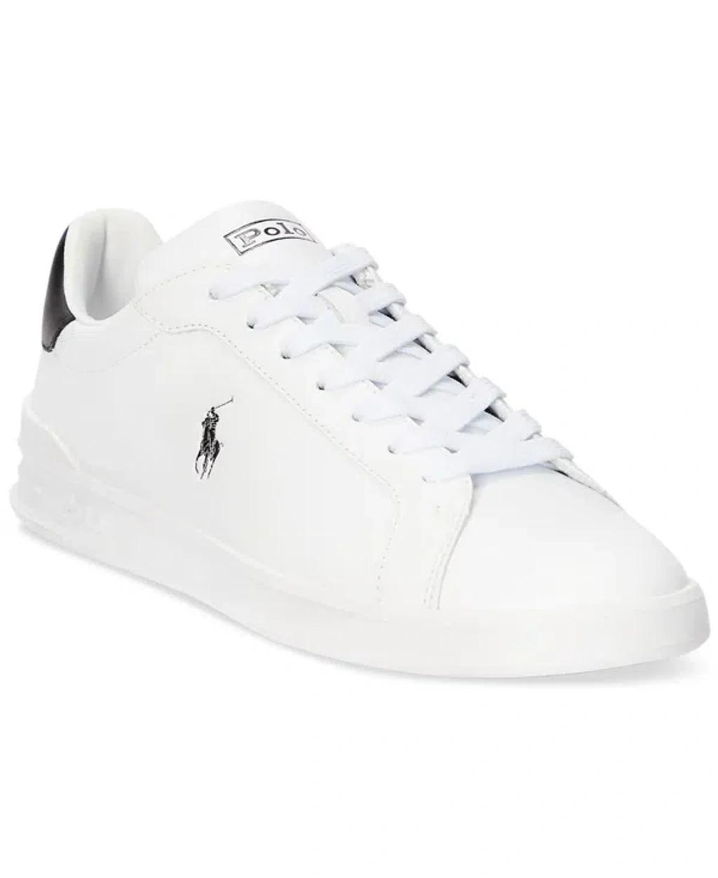 POLO RALPH LAUREN Men's Heritage Court Ii Leather Sneaker In White,black Pp Product Image