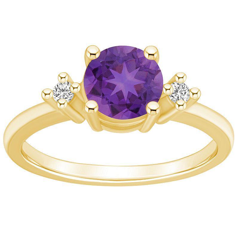 Alyson Layne 14k Gold Round Amethyst & Diamond Accent Ring, Womens Product Image