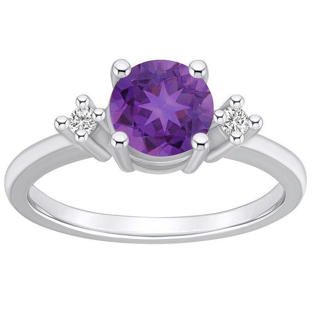 Alyson Layne 14k White Gold Round Amethyst & Diamond Accent Ring, Womens Product Image