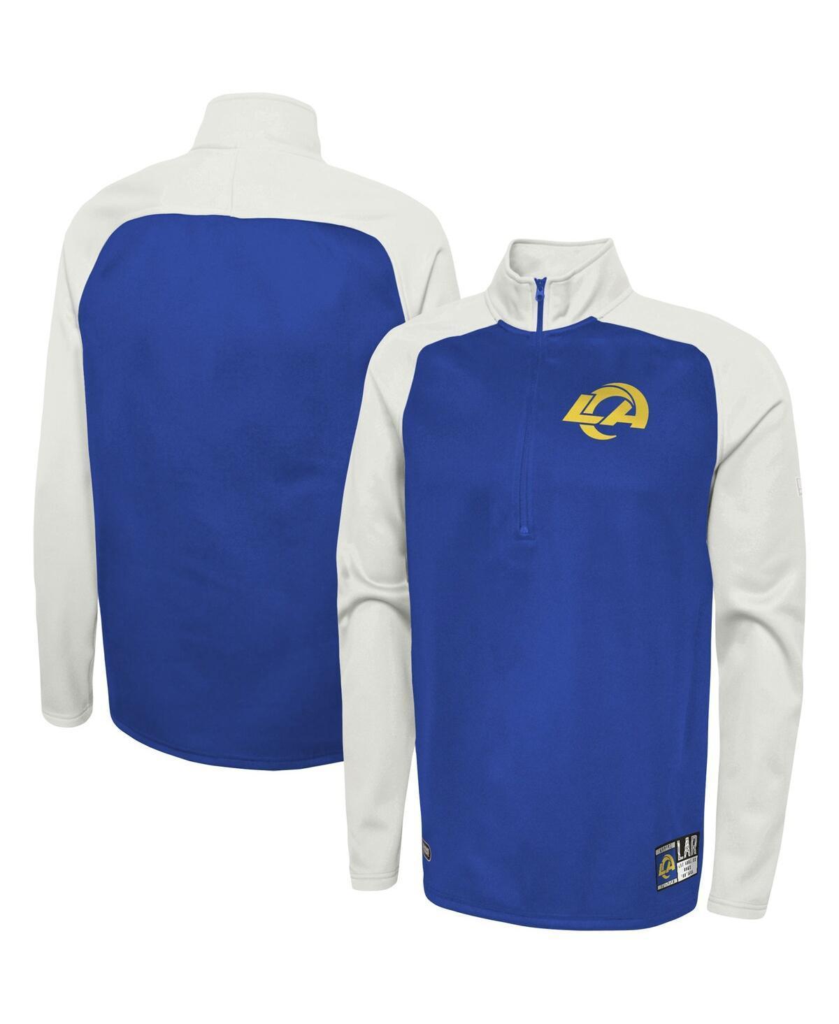 Mens New Era Royal Los Angeles Rams Combine Authentic O-Line Raglan Half-Zip Jacket Product Image