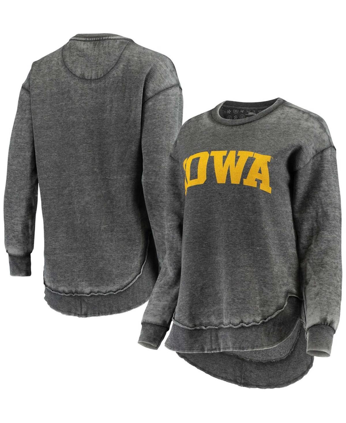 Womens Black Iowa Hawkeyes Vintage-Like Wash Pullover Sweatshirt Product Image