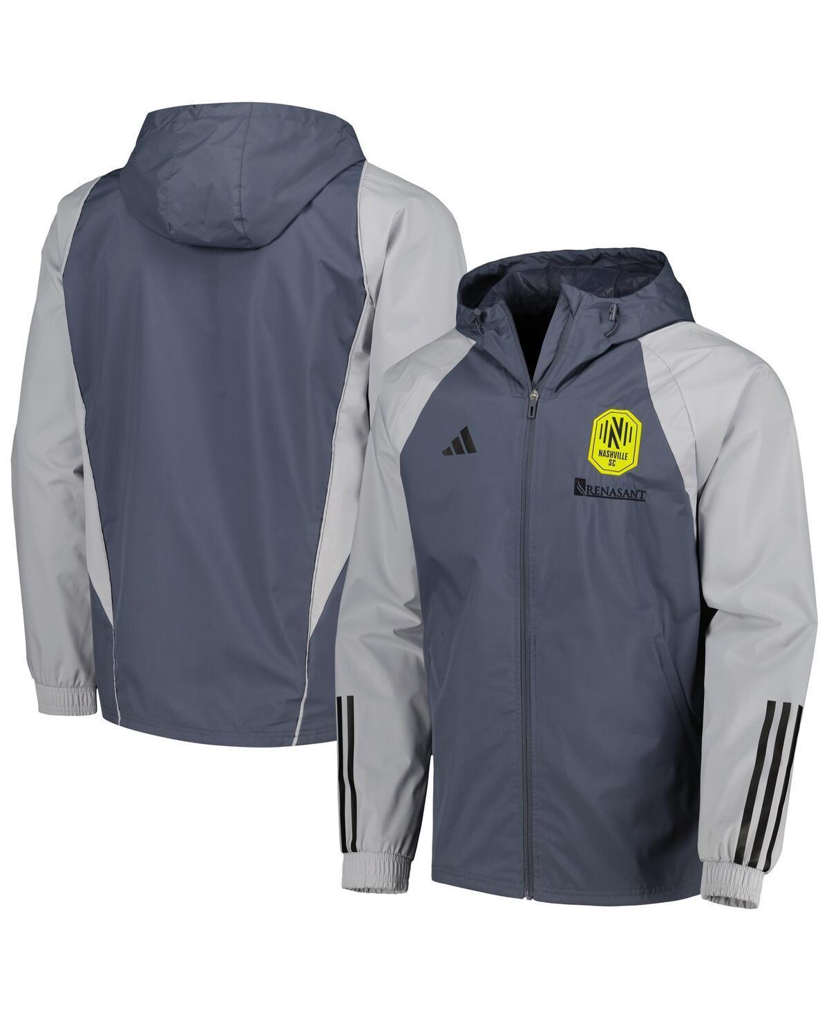 Mens adidas Charcoal Nashville SC All-Weather Raglan Hoodie Full-Zip Jacket Product Image