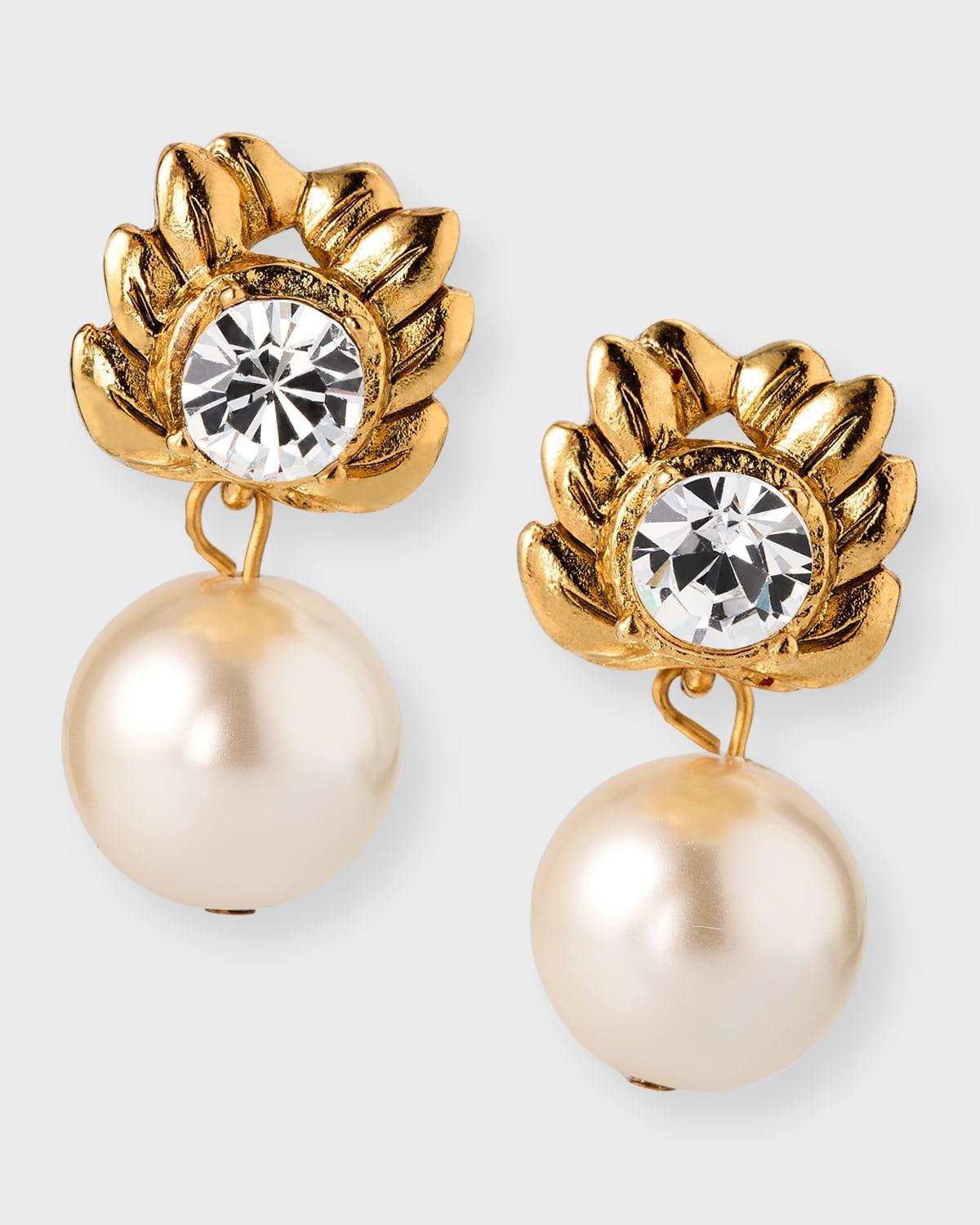 Crystal Pearl Drop Earrings Product Image