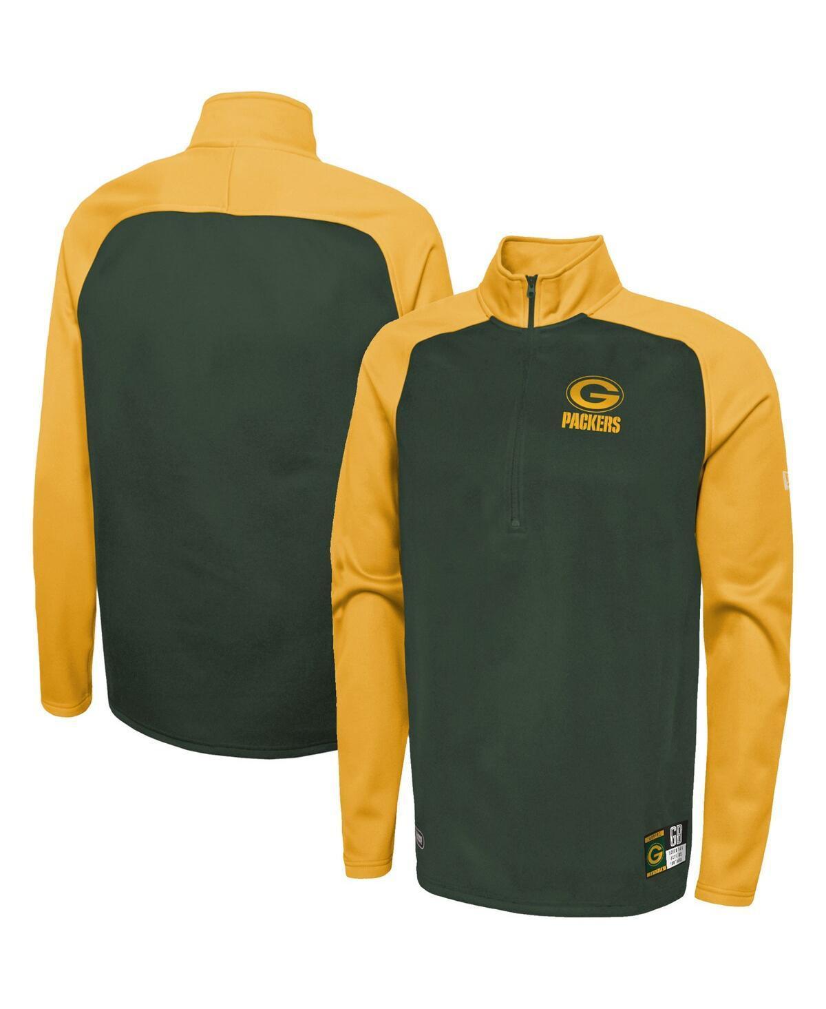 Mens New Era Green Green Bay Packers Combine Authentic O-Line Raglan Half-Zip Jacket Product Image