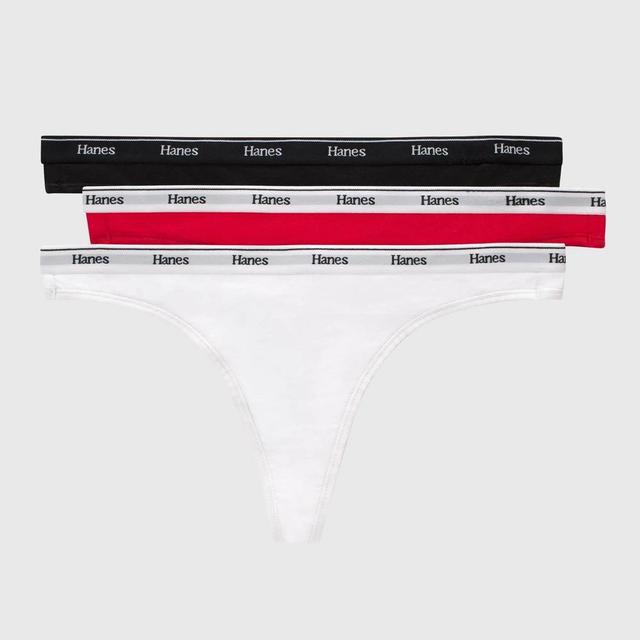 Hanes Womens 3pk Thong - White/Red/Black Product Image