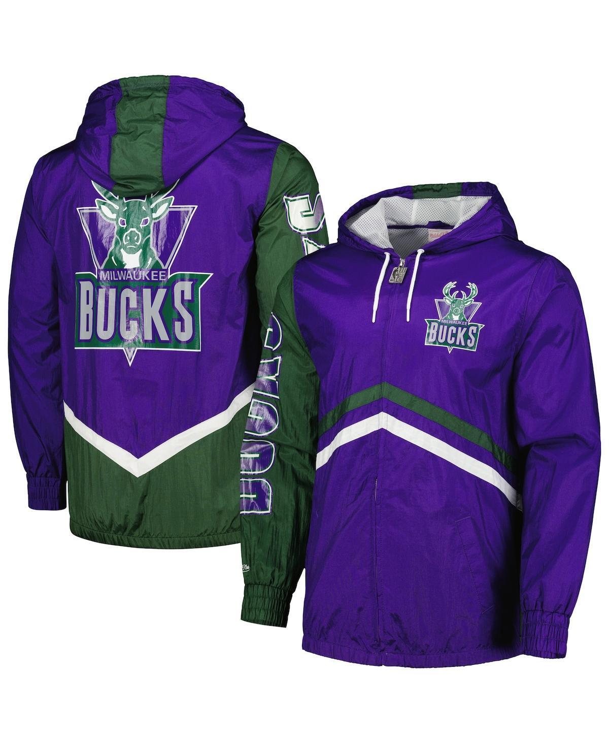 Mens Mitchell & Ness Purple Milwaukee Bucks Undeniable Full-zip Windbreaker Jacket Product Image