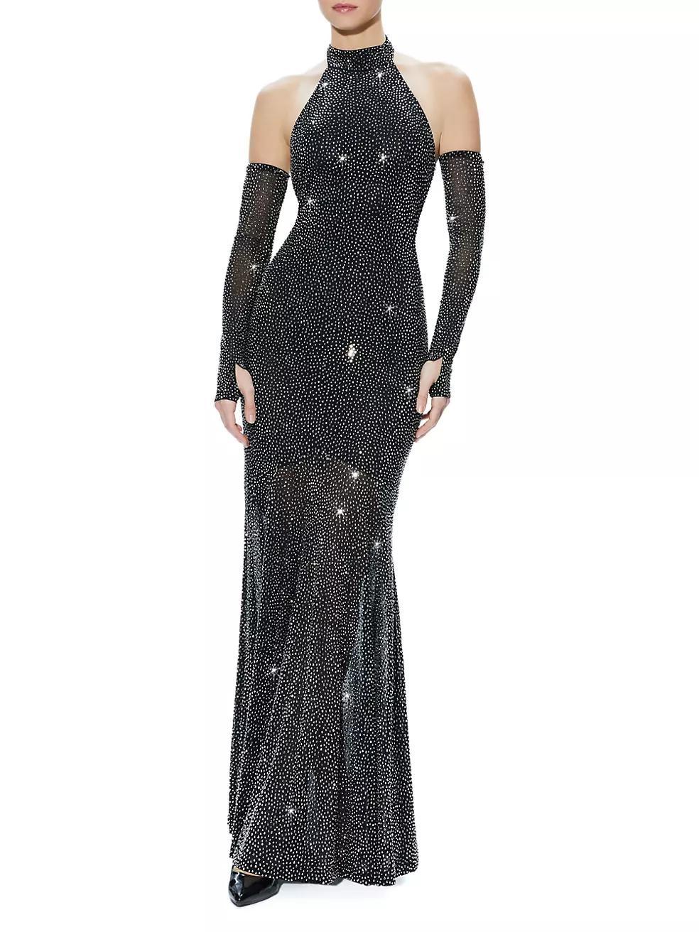 Fabiola Embellished Turtleneck Halter Gown Product Image