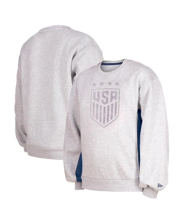 Womens 5th & Ocean by New Era Gray Distressed Uswnt Athleisure Balloon Sleeve Pullover Sweatshirt Product Image