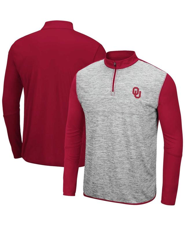 Colosseum Mens Heather Gray Oklahoma Sooners Prospect Quarter-Zip Jacket - Heather Gray, Crimson Product Image