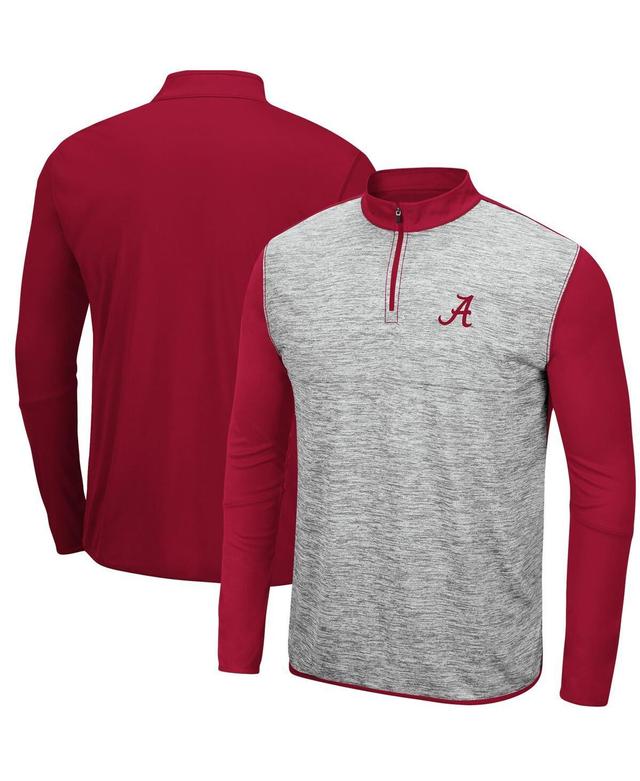 Mens Colosseum Heathered Gray/Crimson Alabama Crimson Tide Prospect Quarter-Zip Jacket Product Image