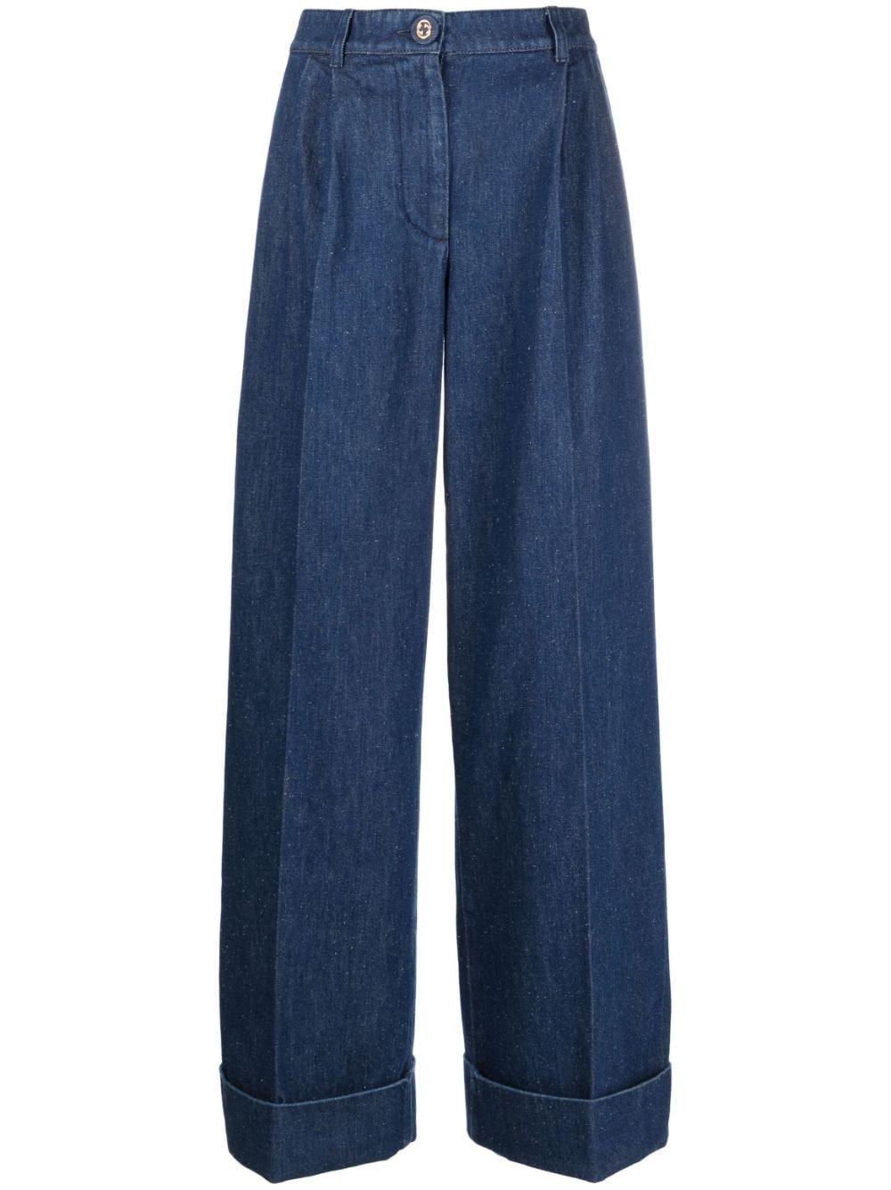 High-waist Wide-leg Jeans In Blau Product Image