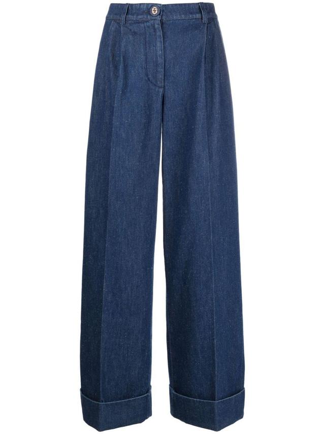 High-waist Wide-leg Jeans In Blau Product Image