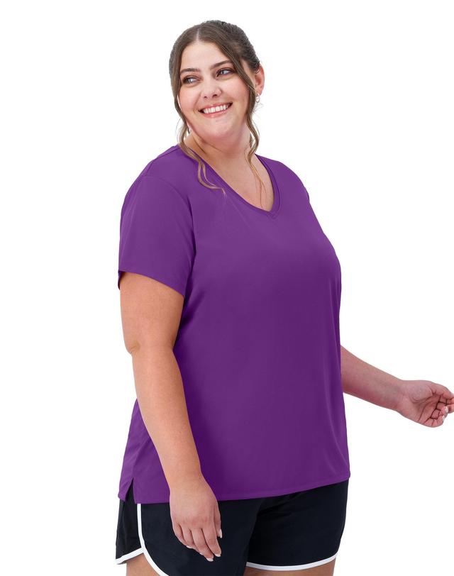 Hanes Just My Size Cool DRI Womens V-Neck T-Shirt (Plus ) Vivid Fuchsia 3X Product Image