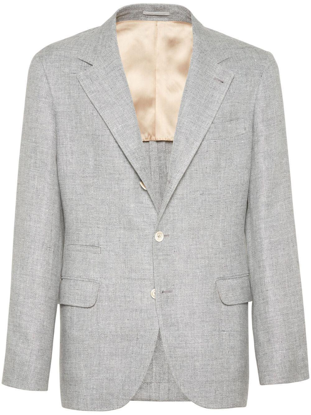 Peak-lapels Single-breasted Blazer In Grey Product Image