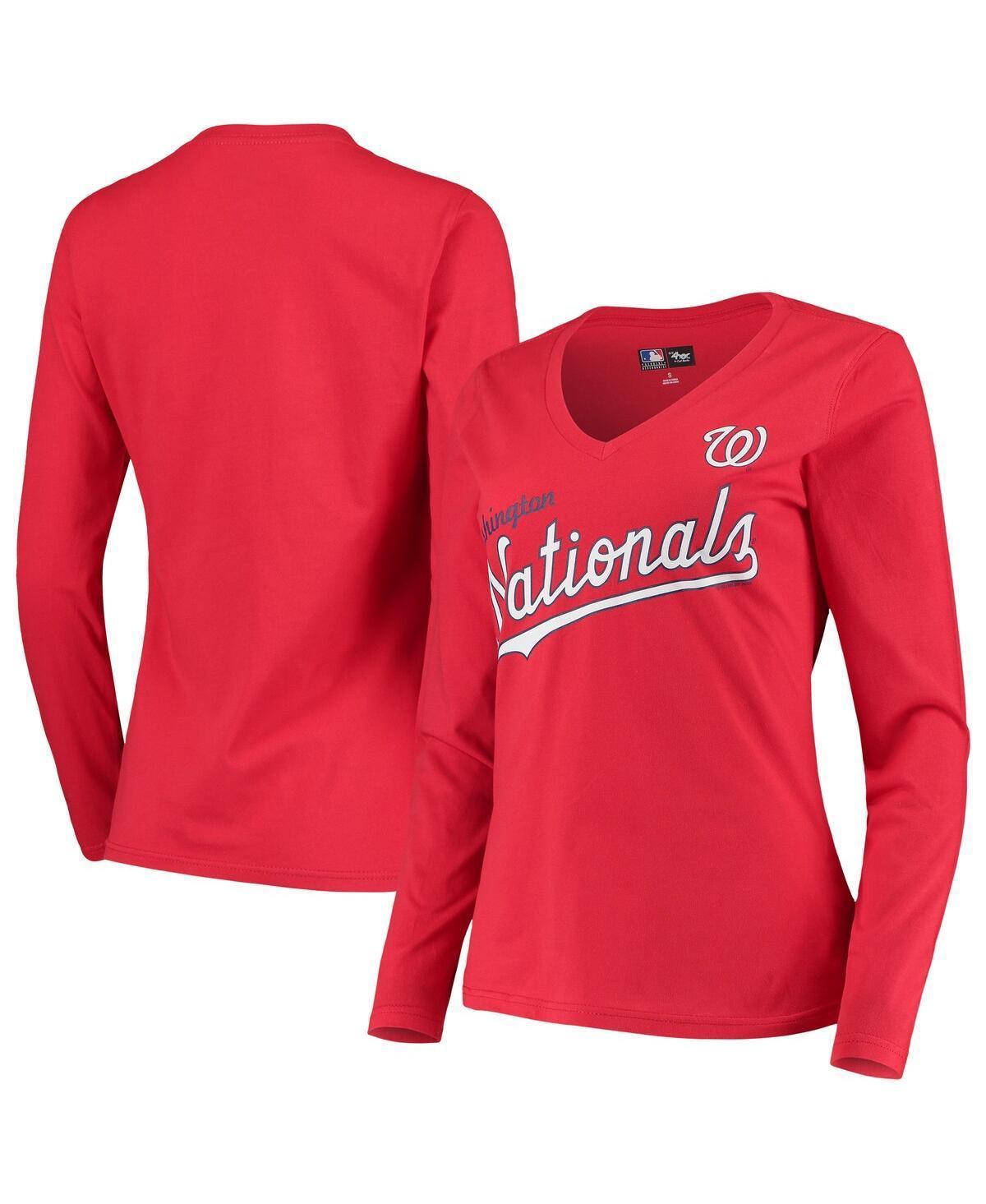 Womens G-iii 4Her by Carl Banks Red Washington Nationals Post Season Long Sleeve T-shirt Product Image