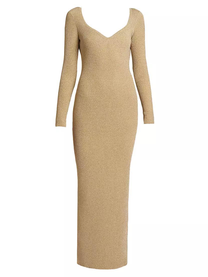 Metallic Knit Open-Back Fitted Dress Product Image