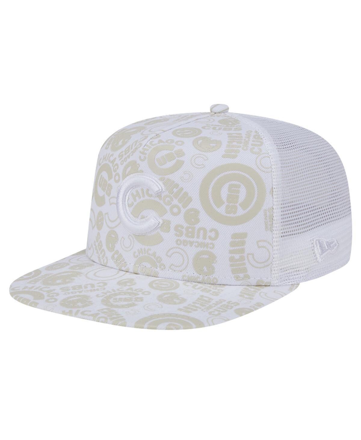 New Era Mens White Chicago Cubs Logo Dunes A-Frame Trucker 9FIFTY Snapback Hat Product Image