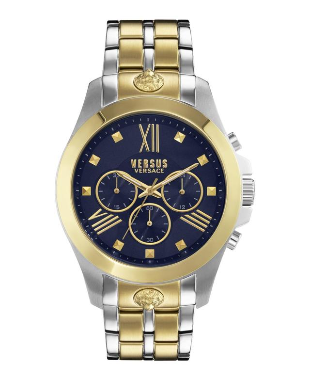 Versace Versus By Versace Mens Lion Chronograph Two Tone Blue Dial Stainless Steel Bracelet Watch Product Image