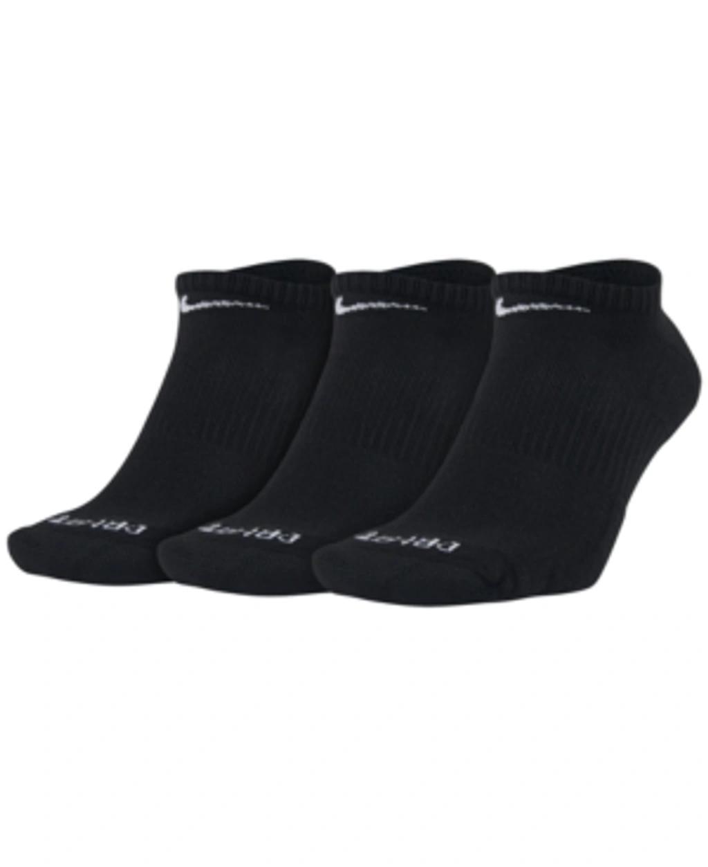 NIKE Dri-fit Half-cushion No-show Socks 3-pack In Black/white Product Image