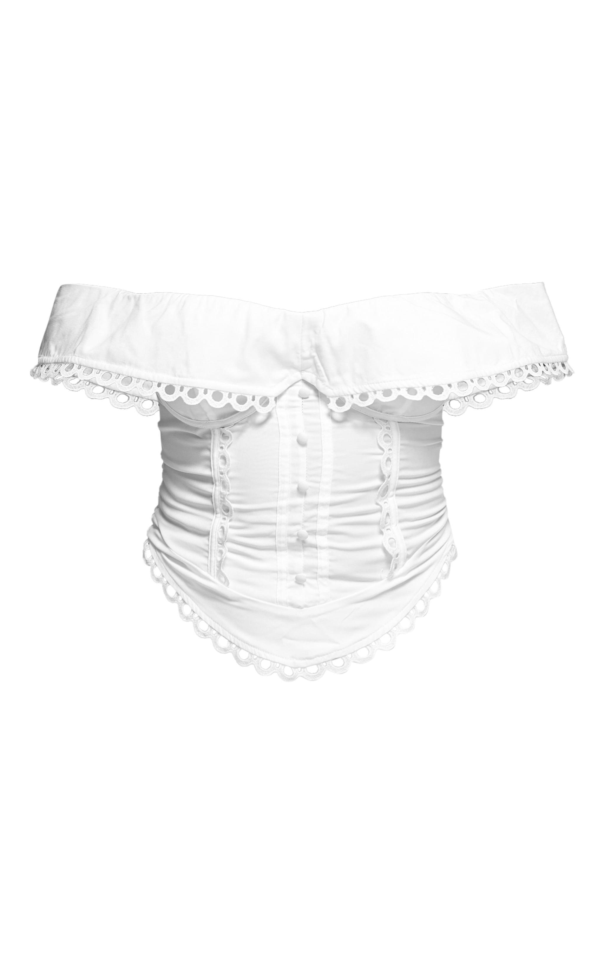 White Lace Detail Bardot Corset Product Image