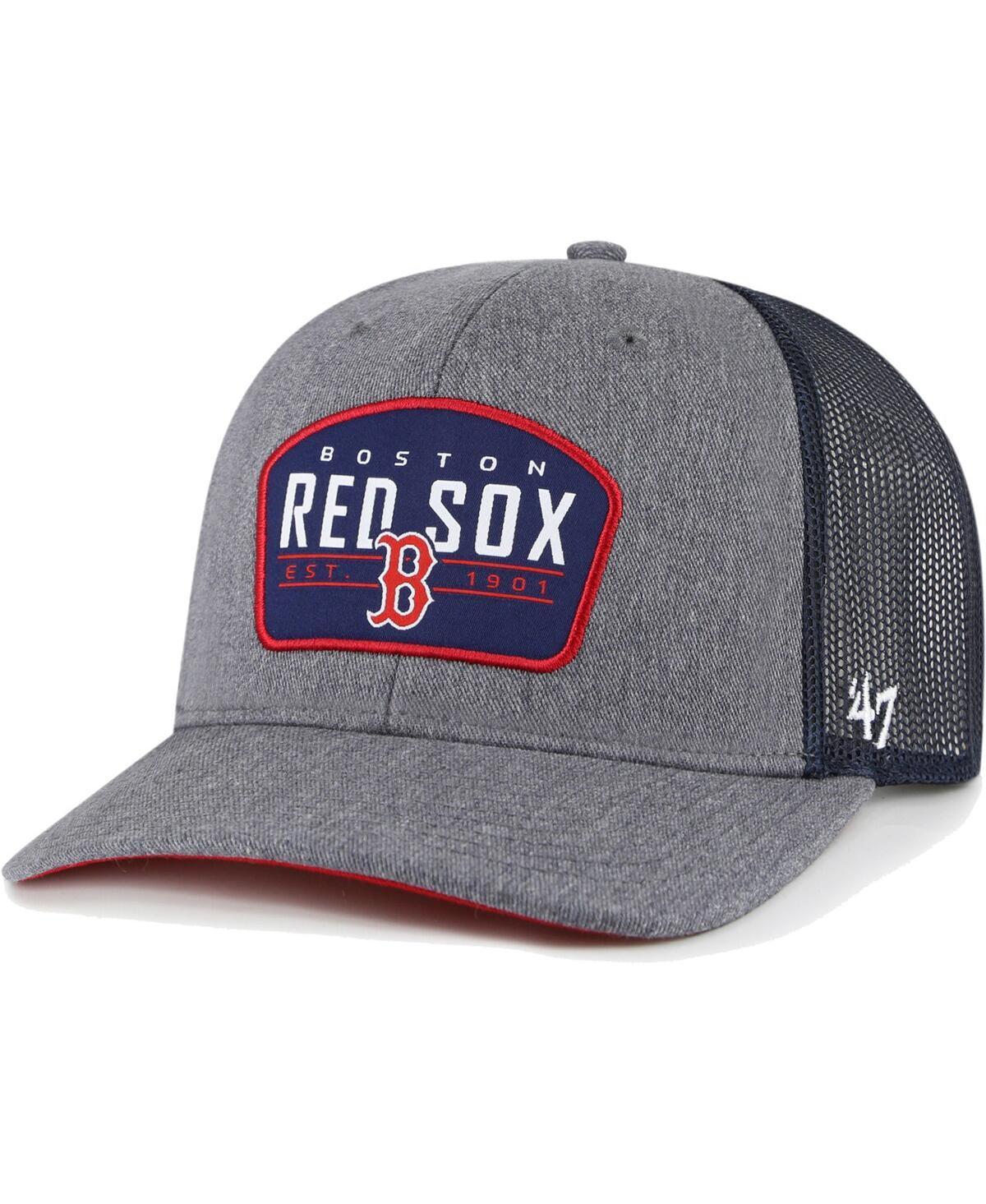 Mens 47 Brand Charcoal Boston Red Sox Slate Trucker Snapback Hat Product Image