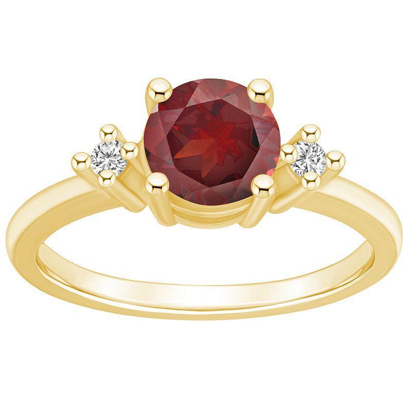 Alyson Layne 14k Gold Round Garnet & Diamond Accent Ring, Womens Product Image