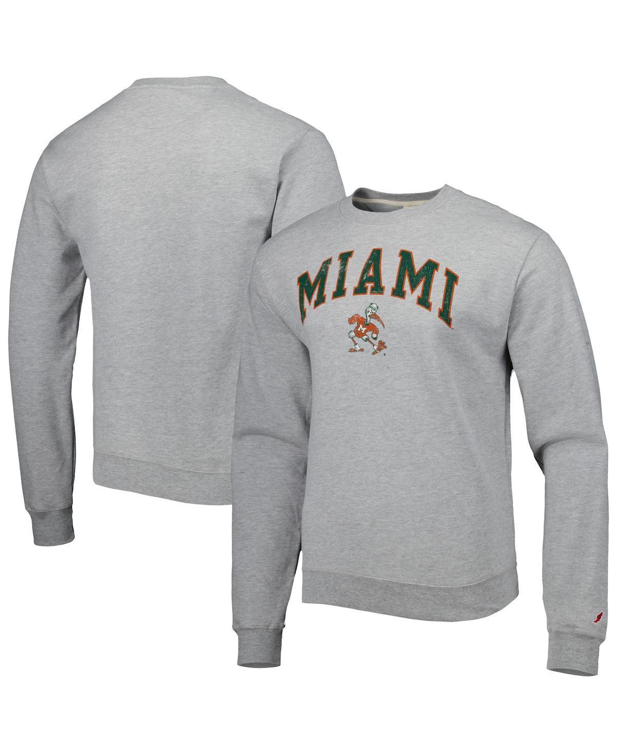 Mens League Collegiate Wear Gray Miami Hurricanes 1965 Arch Essential Lightweight Pullover Sweatshirt Product Image