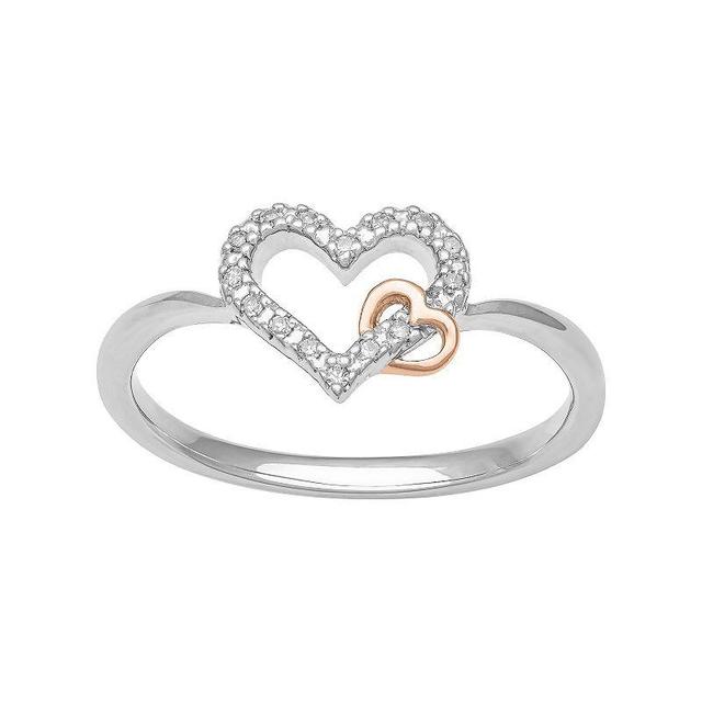 Love Always 18k Rose Gold Over Sterling Silver Diamond Accent Heart Promise Ring, Womens Two Tone Product Image