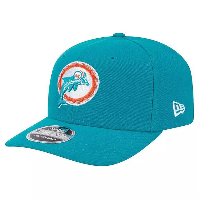 Mens New Era Aqua Miami Dolphins Throwback Logo 9SEVENTY Stretch-Snap Hat, Turquoise A Product Image