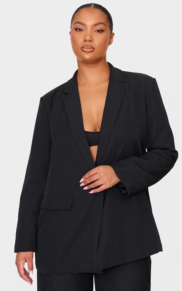 Plus Black Oversized Button Up Blazer Product Image