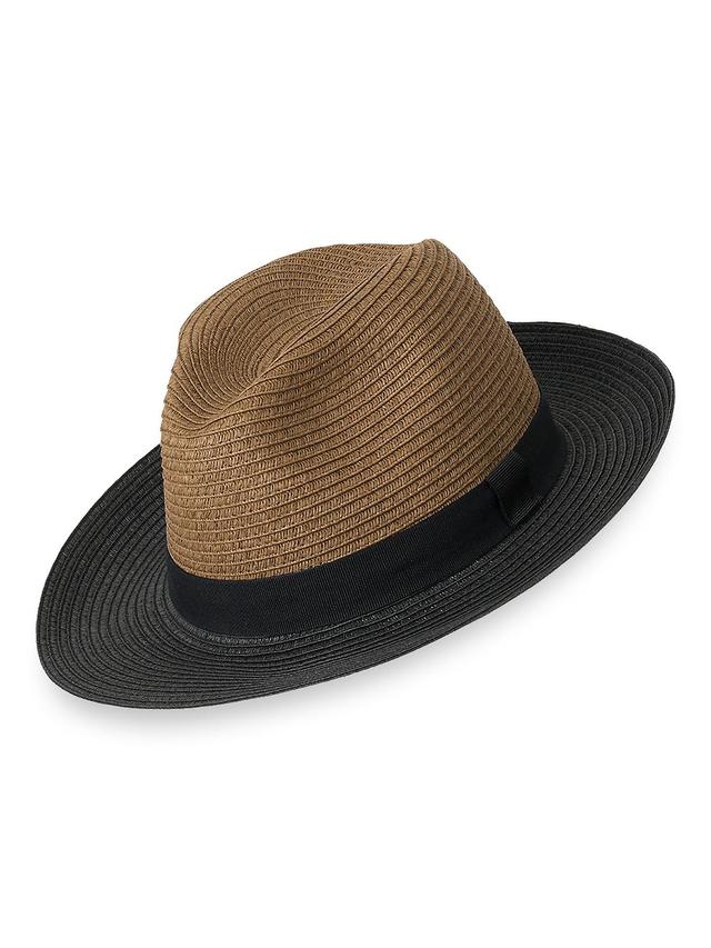 Straw Blend Fedora With Ribbon Band - Brown/black Product Image