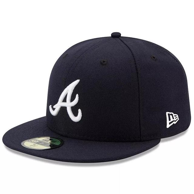 Mens New Era Atlanta Braves Road Authentic Collection On-Field 59FIFTY Fitted Hat Blue Product Image