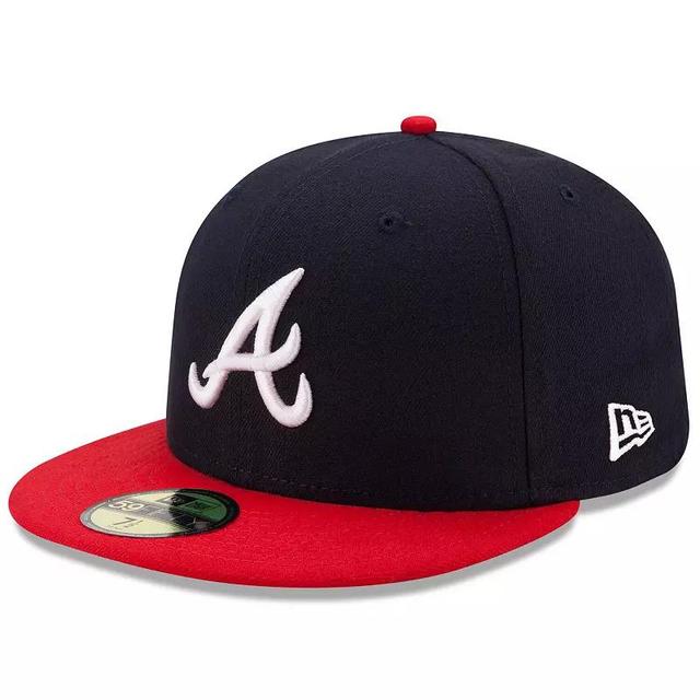 Mens New Era /Red Atlanta Braves Home Authentic Collection On-Field 59FIFTY Fitted Hat Blue Product Image