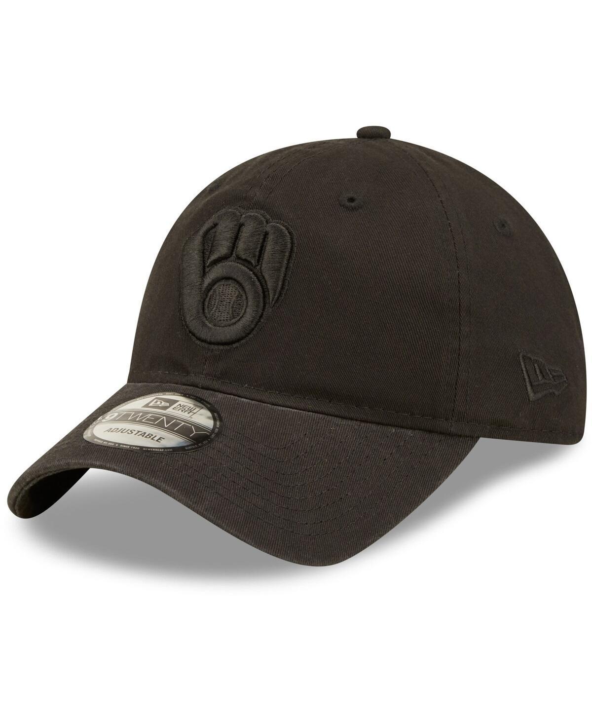 Mens New Era Milwaukee Brewers Black Core Classic 2.0 9TWENTY Adjustable Hat Product Image