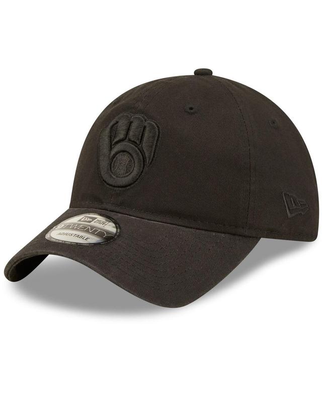 Mens New Era Milwaukee Brewers Black Core Classic 2.0 9TWENTY Adjustable Hat - Black Product Image