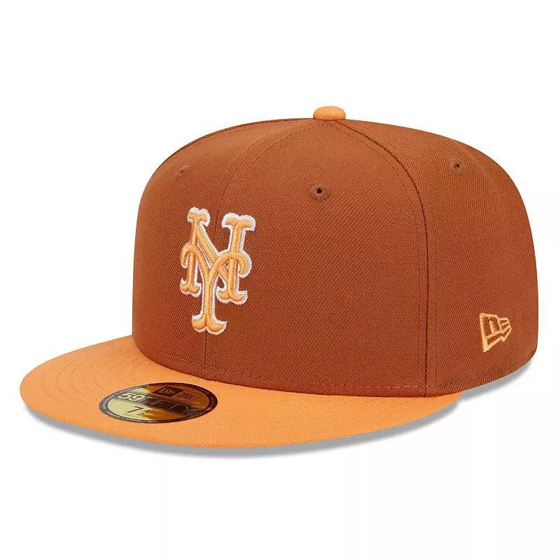 Mens New Era /Orange New York Mets Spring Color Basic Two-Tone 59FIFTY Fitted Hat Product Image