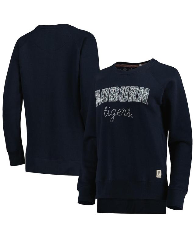 Womens Pressbox Auburn Tigers Steamboat Animal Print Raglan Pullover Sweatshirt Blue Product Image