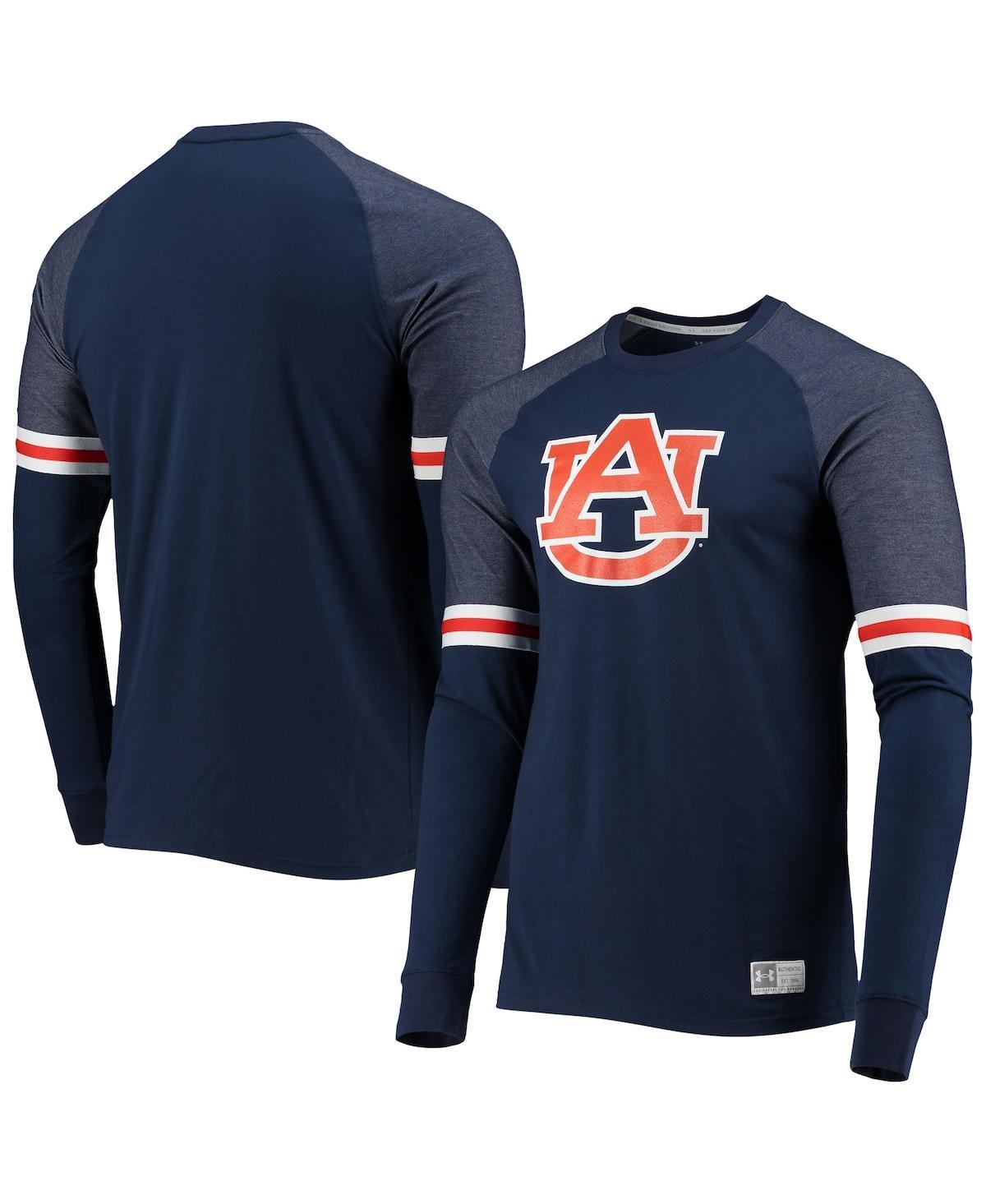 Mens Under Armour Auburn Tigers Game Day Sleeve Stripe Raglan Long Sleeve T-Shirt Blue Product Image