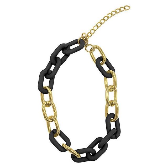 Adornia 14k Gold Plated Black Oversized Link Necklace, Womens Product Image