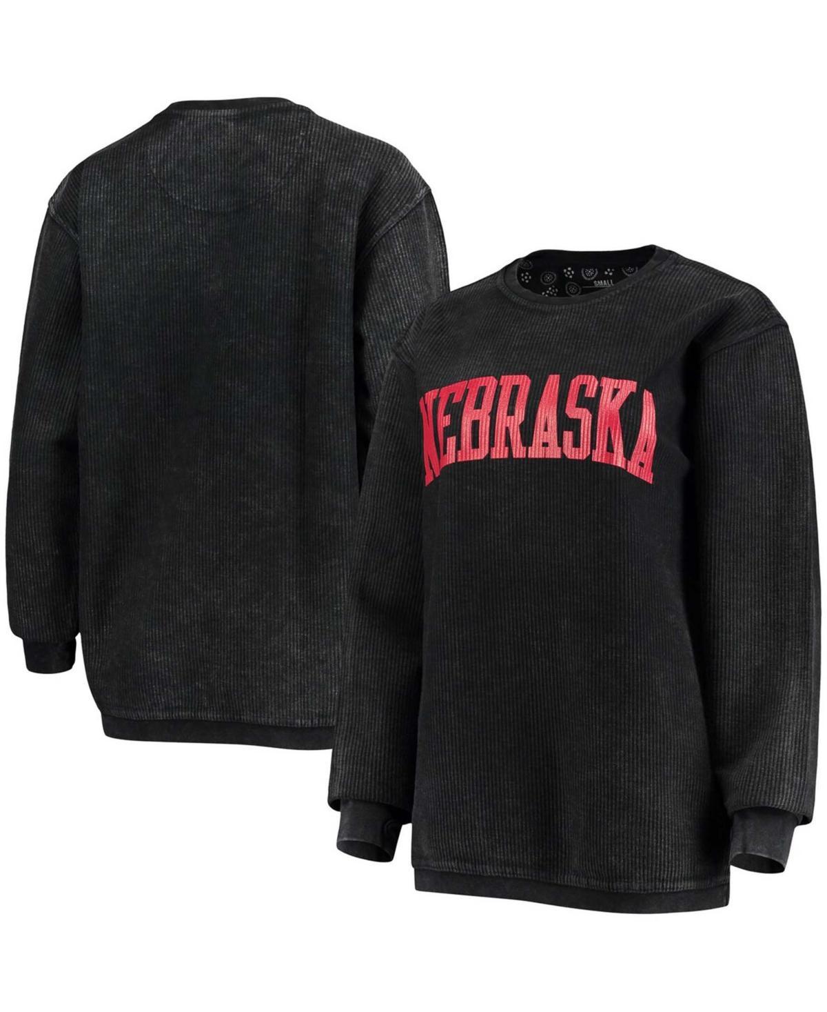 Womens Pressbox Nebraska Huskers Comfy Cord Vintage Wash Basic Arch Pullover Sweatshirt Product Image