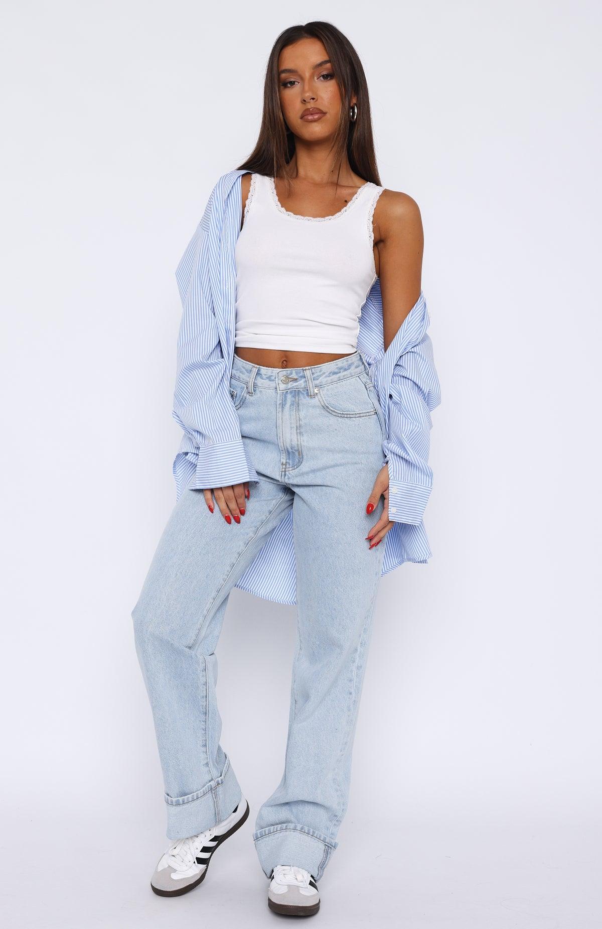 Blair High Rise Wide Leg Jeans Light Blue Product Image