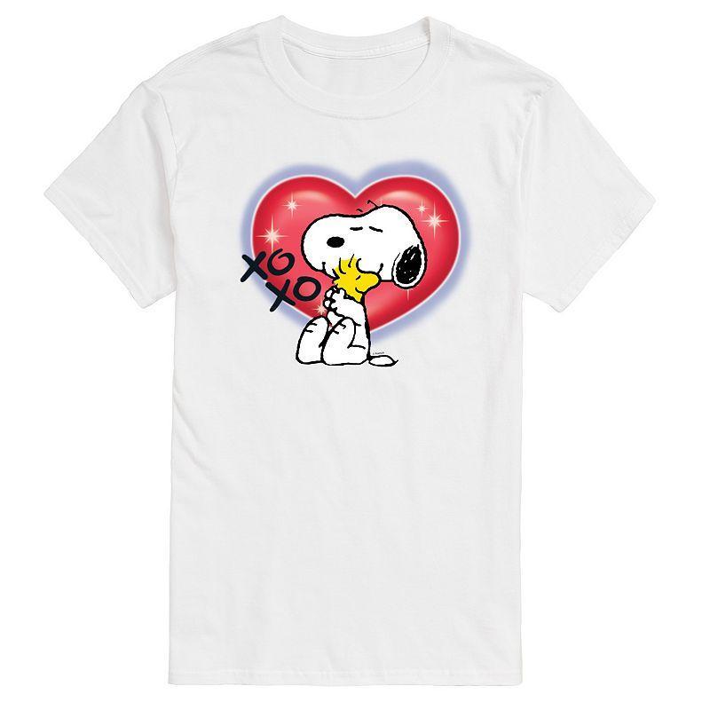 Mens Peanuts Snoopy Woodstock Airbrush Heart Graphic Tee Beige Product Image