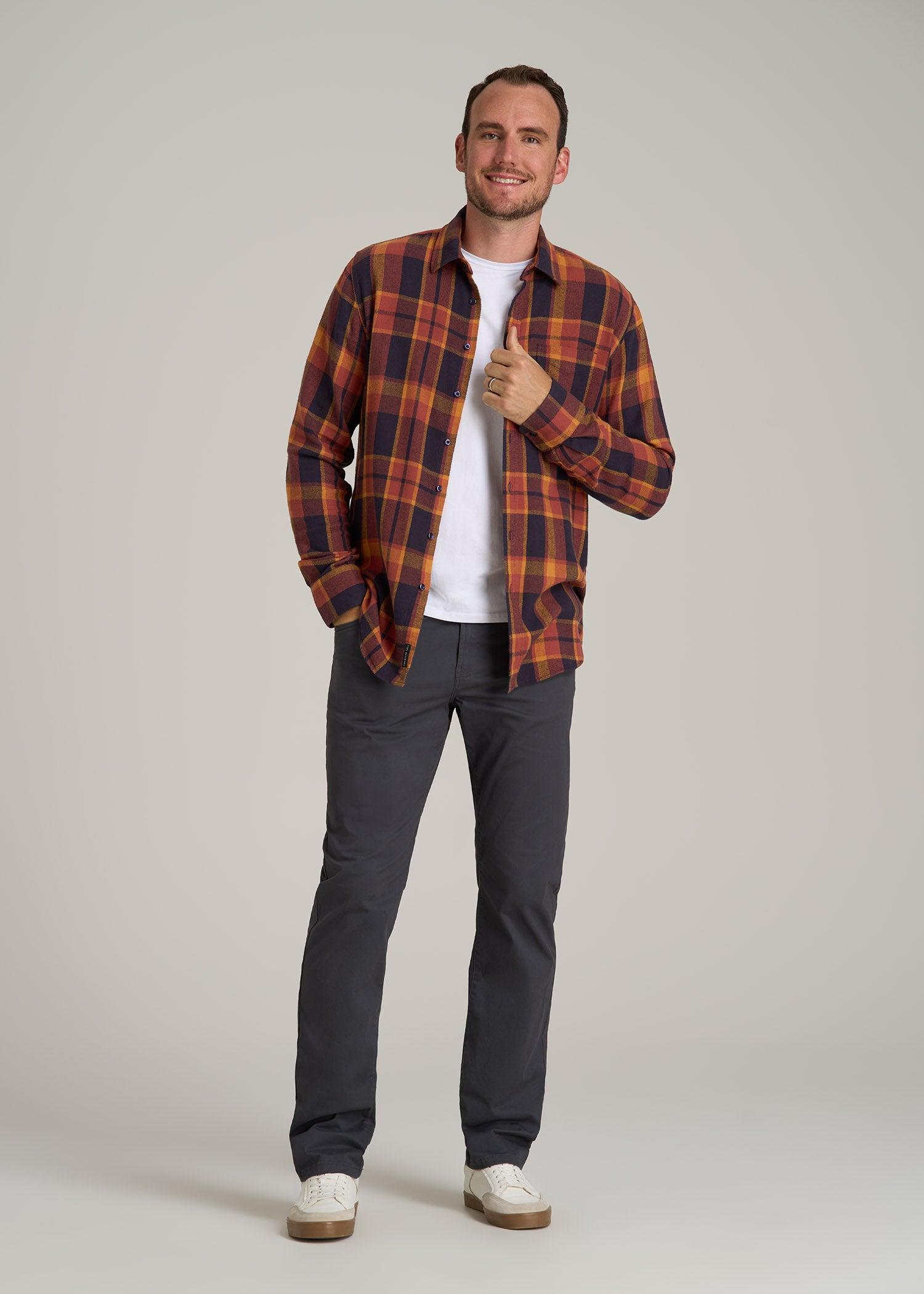 Nelson Flannel Shirt for Tall Men in Burnt Orange Tartan Male Product Image