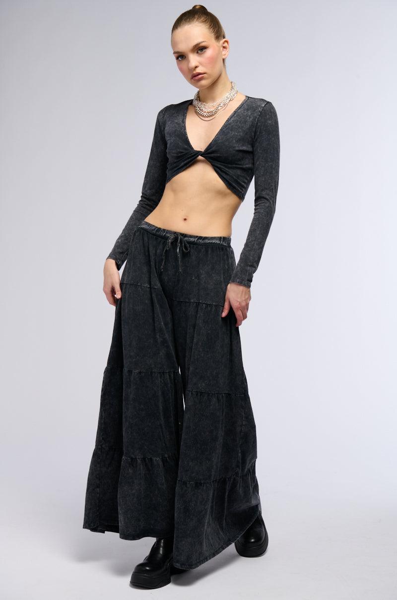 TAYA WASHED TWIST FRONT CROP TOP Product Image