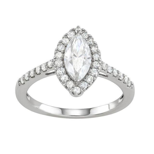 Charles & Colvard 1.45 Ct. T.w. Lab Created Moissanite Marquise Halo Ring, White, 6 Product Image