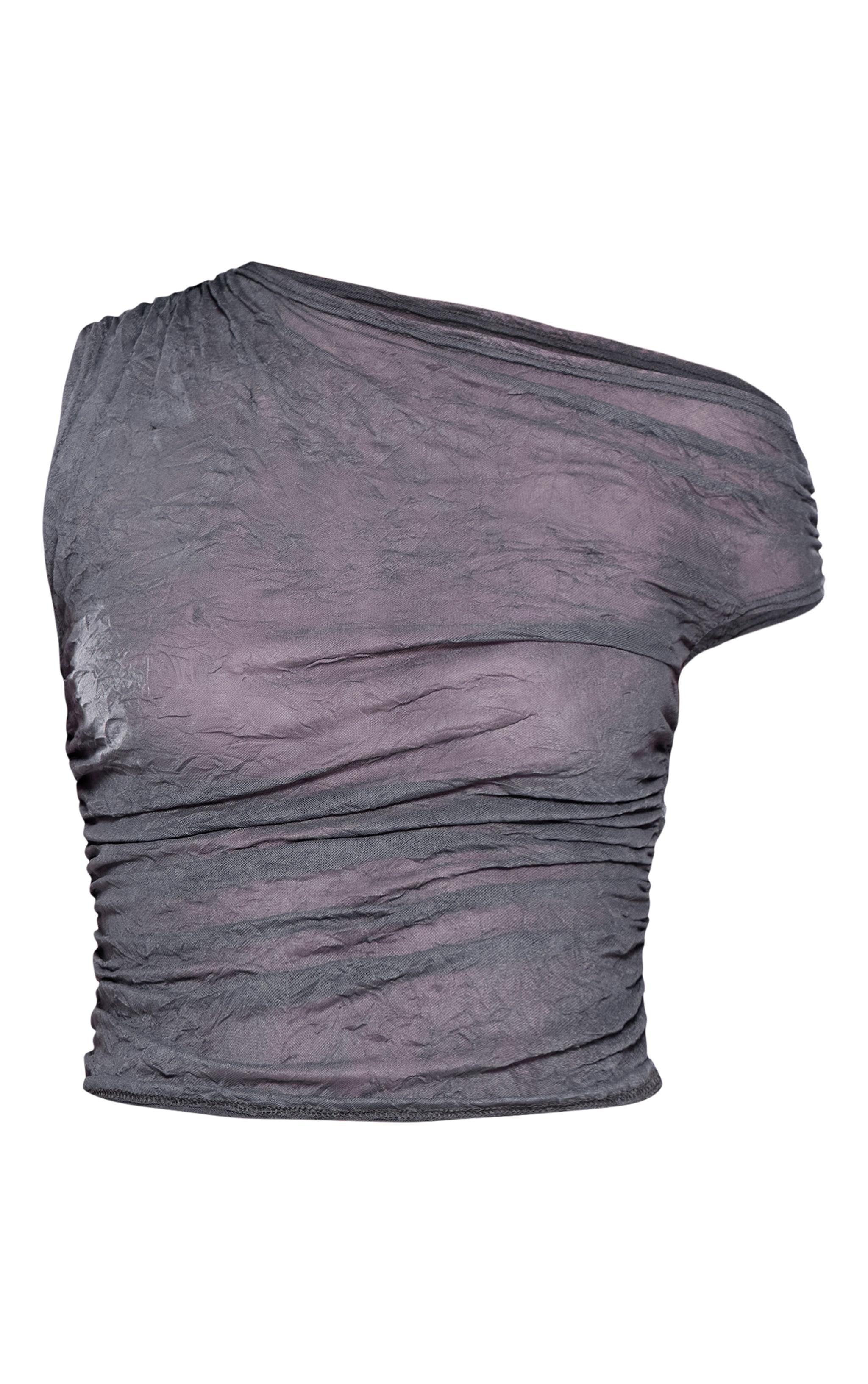 Grey Crushed Mesh Long Top Product Image