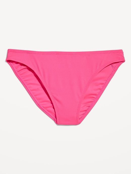 High-Waisted French-Cut Ribbed Bikini Swim Bottoms Product Image