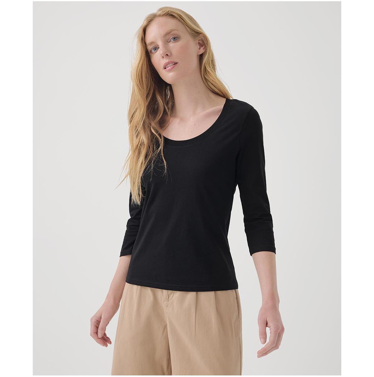 Pact Womens Organic Cotton Softspun Scoop Neck 3/4 Sleeve Tee Product Image