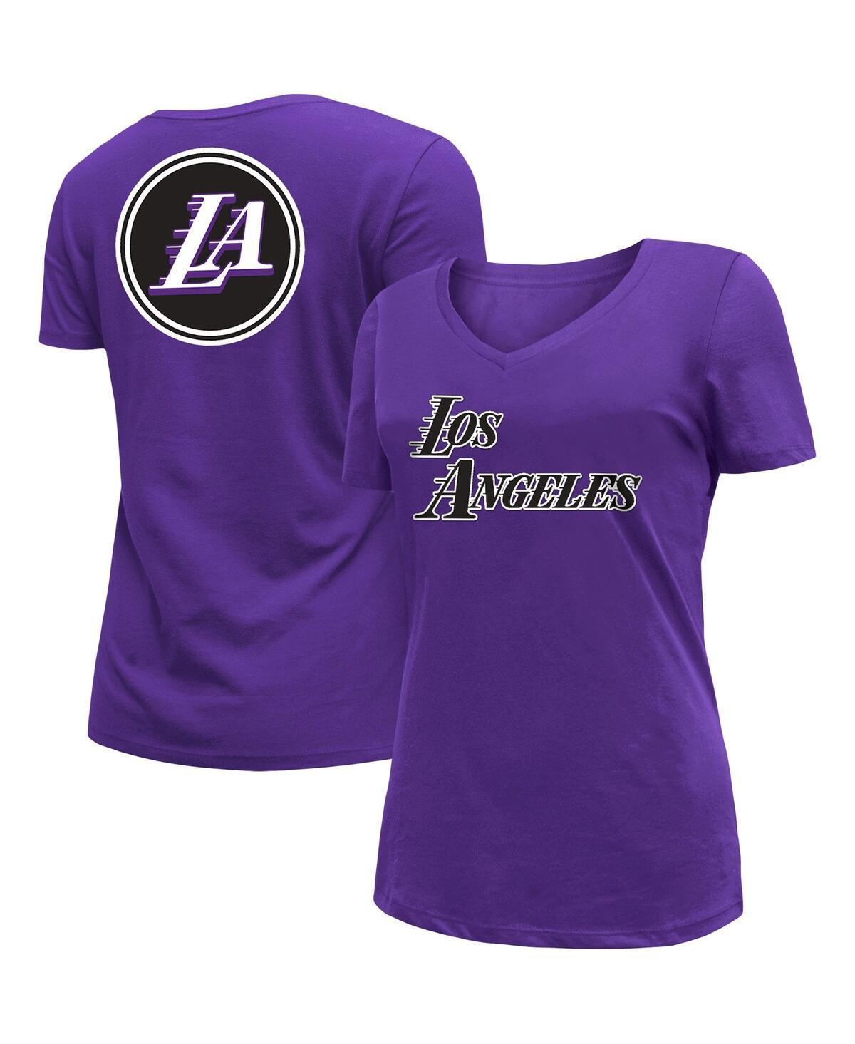 Womens New Era Purple Los Angeles Lakers 2022/23 City Edition V-Neck T-shirt Product Image